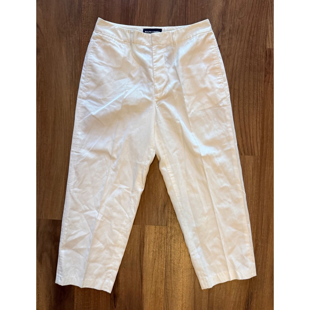 Ralph Lauren Polo Golf White Cotton Chino Pants Womens Sz 6 Cropped Straight Leg